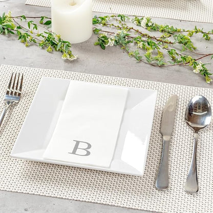 Luxenap 15.8 X 7.9 Inch Linen-Feel Guest Towels, 50 Lettered Hand Towels