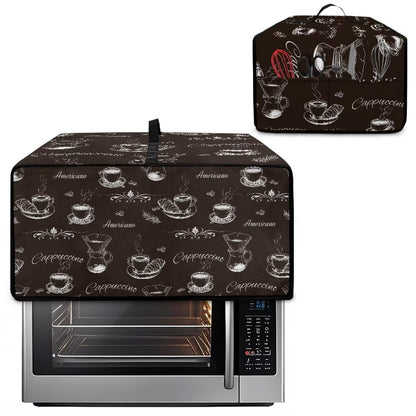 Pzuqiu Coffee Pattern Bread Machine Dust Cover with Multiple Pockets Anti Greasy Dustproof Bread Maker Dust Covers Fingerprint Protection Machine Washable