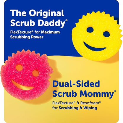 Scrub Daddy Scrub Mommy Kitchen Sponges for Dishes & Wiping Spills - Dual-Sided Dish Scrubber Sponge for Cleaning - Multi-Colored Bulk Pack - Stain & Odor Resistant (5 Count)