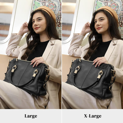 Kattee Soft Women Genuine Leather Purses and Handbags Satchel Tote Shoulder Bag (Black)
