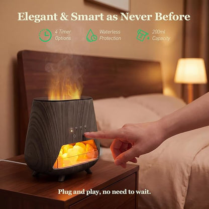 Essential Oil Diffuser for Home, 𝟒-𝐢𝐧-𝟏 Aromatherapy Diffuser & 𝐇𝐢𝐦𝐚𝐥𝐚𝐲𝐚𝐧 𝐒𝐚𝐥𝐭 Lamp, 200ml Cool Mist Humidifier, 𝟗-𝐂𝐨𝐥𝐨𝐫 𝐋𝐄𝐃, Auto Off, Bedroom Office Yoga (Black)