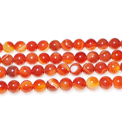MJDCB Natural Red Striped Agate Beads Round Loose Beads for Jewelry Making DIY Bracelet Necklace (8mm)