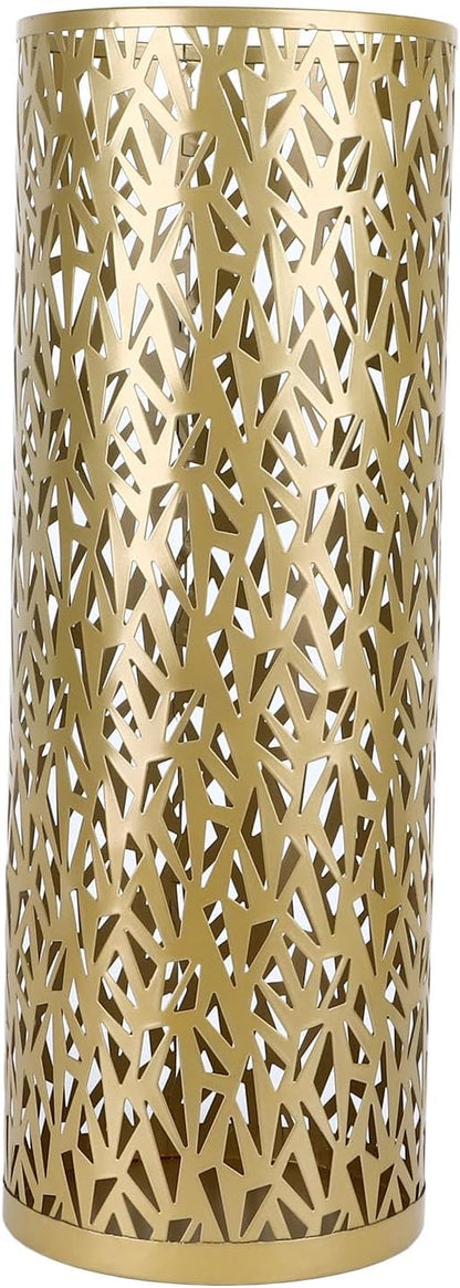 vifloae Umbrella Stand Rack for Entryway Metal Hollowed Freestanding Round Umbrella Holder Organizer Bin Umbrella Basket for Home Hotel Office Decor Gold S
