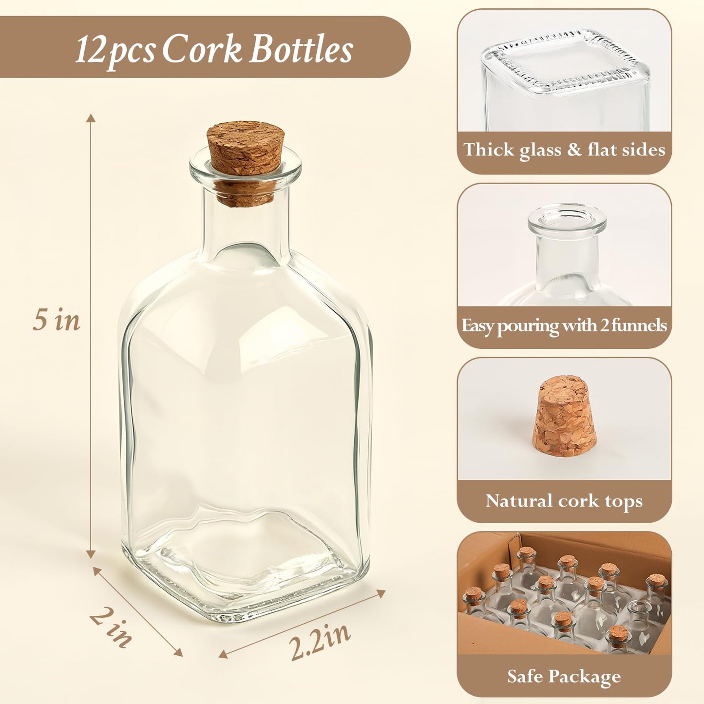 TBWIND 12 Pack 8oz Glass Potion Bottles with Cork