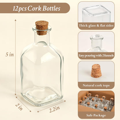 TBWIND 12 Pack 8oz Glass Potion Bottles with Cork