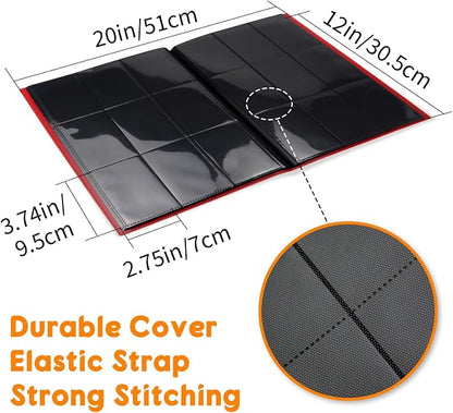 Trading Card Binder 9 Pocket, 360 Card Waterproof Folder with Side Loading Sleeves, Sturdy Card Collection Album for MTG, TCG, Game Cards & Sports Cards (1, Red)
