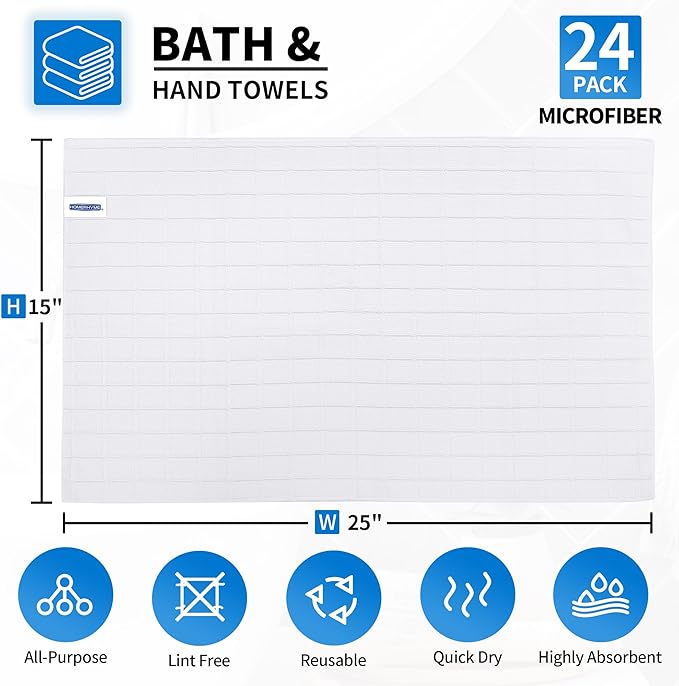 HOMERHYME Hand Towels for Bathroom, 24 Pack 25''*15'' Microfiber Bath Hand