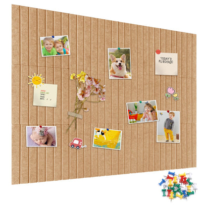 15 Pack Felt Bulletin Board, 35" x 59" Large Camel Pinboard with 30 Push Pins, Felt Pin Board, Self-Adhesive Cork Board Tiles for Home, Office Walls, School Classroom Message Photos Display