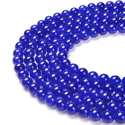 PLTbeads Gorgeous Blue Dyed Jade Natural Gemstone Loose Beads 6mm Smooth Round Approxi 15.5 inch DIY Bracelet Necklace for Jewelry Making