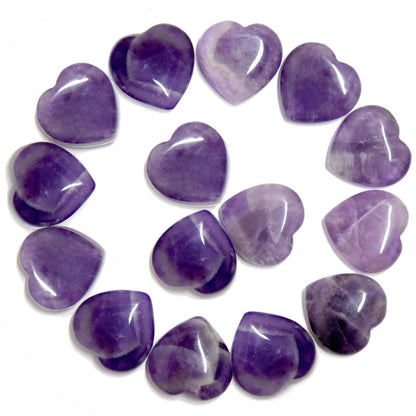 Marrywindix 15 Packs 0.8 Inch Healing Crystal Natural Heart Love Carved Palm Worry Stone Chakra Reiki Balancing