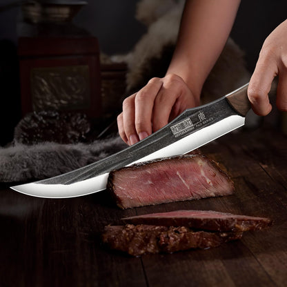 HOSHANHO Butcher Knife Set, 3-Piece Ultra Sharp Kitchen Knife Set, Hand Forged High Carbon Steel Meat Cleaver Knife & Slicing Knives & Boning Knives for Home & Camping & BBQ Gift with Men