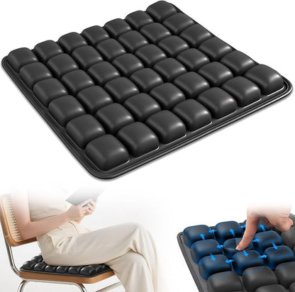 Upgrade Airplane Seat Cushion with No External Air Pump, Inflatable Seat Cushion for Long Flights, Portable Wheelchair Cushions, Adjustable Air Cushion with Non-Skid Bottom Relief Discomfort in Coccyx