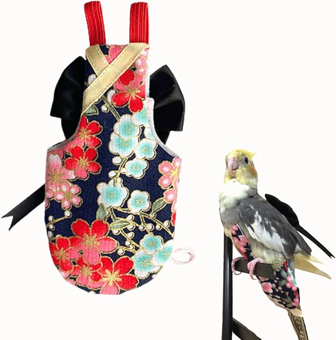 Bird Flight Suits Diapers, Parrot Flight Suits Diapers for Quaker Parakeets Cockatiels Flight Suits, Parrot Clothes (Black,XL)
