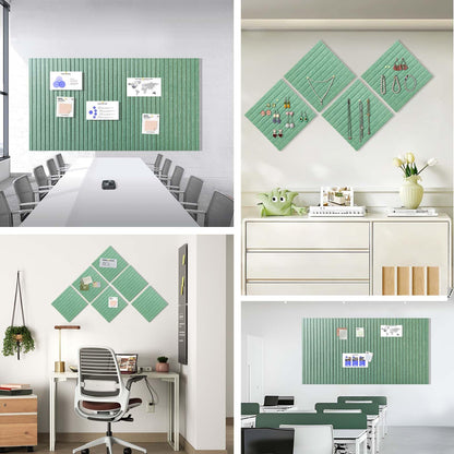 Large Cork Board for Office, 8 Pack Felt Wall Tiles with Slat Wall Paneling and Safe Removable Adhesive Tabs, Felt Bulletin Board Pin Board Cork Boards for Walls - Jade Green