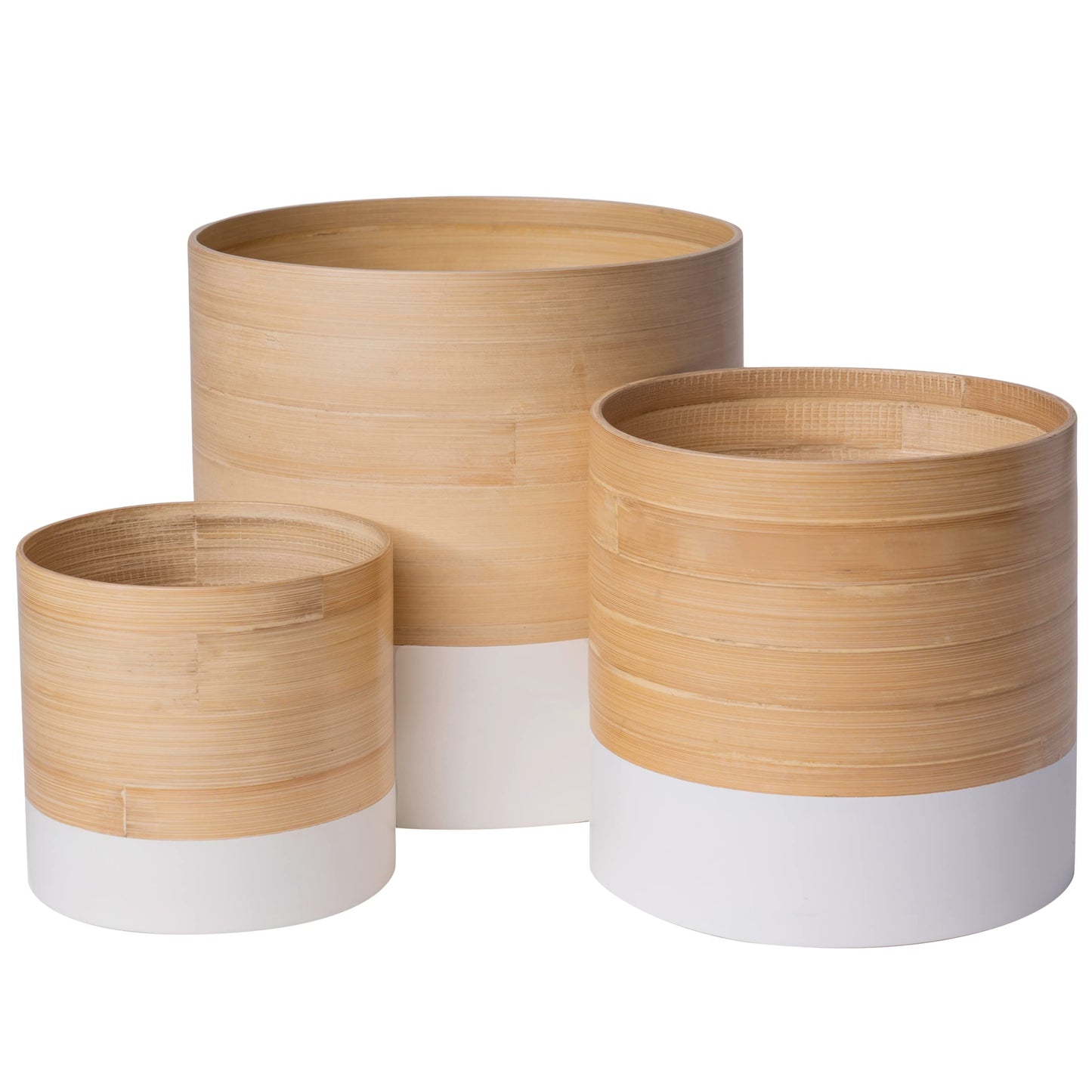 HABITAS Plant Pots for Indoor Plants - Modern Planter Style Made from Bamboo. Includes Large (10 inch Plant Pot), Medium (8") and Small (6") Planters for Indoor Plants. No More Plastic Flower Pots.