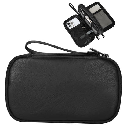 Ezday Travel Cable Organizer Bag, Electronic Accessories Carry Pouch, Portable Waterproof Double Layers All-in-One Storage Bag for Cord, Charger, Phone, Earphone (Black, Small)
