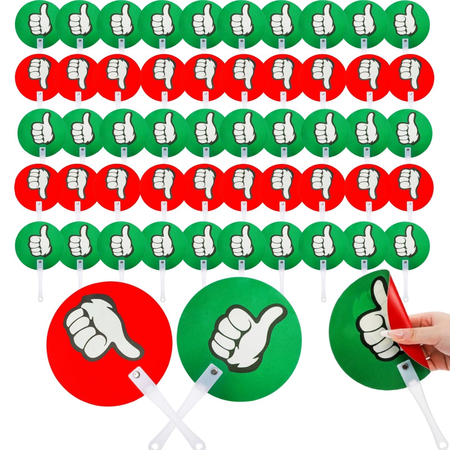 ELFULLY 50 Pack Thumbs Up Thumbs Down Paddles, Classroom Voting Paddles, Yes or No Plastic Sign, True False Signs for Teacher Student Interaction, Teacher Supplies for Classroom Events School