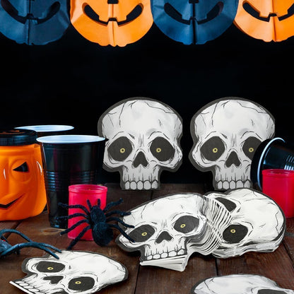 Cheerland Skull Napkins 50 Pcs Halloween Napkin Disposable Black White Skeleton Napkin Gothic Party Tableware Kids Birthday Skull Party Favors Kids Halloween Party Supplies Paper Skeleton
