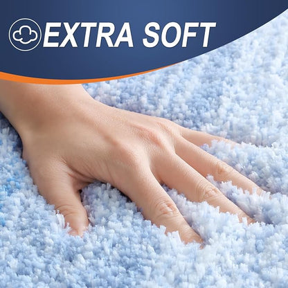OLANLY Bathroom Runner Rugs Mat 59x24, Extra Soft Absorbent Microfiber Bath Rugs, Rubber Backing, Quick Dry, Washable Long Bath Mats for Bathroom, Tub and Shower, Home Decor Accessories, Light Blue