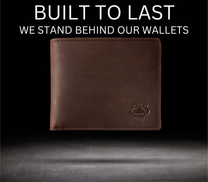 Stealth Mode Leather Bifold Wallet for Men - RFID Blocking, 11 Card Slots, Gift Box