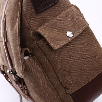 viatra Canvas Leather Messenger Bag for Men and Women, Vintage Crossbody Shoulder Bag, Fits up to 17.3 In Laptop (Brown)