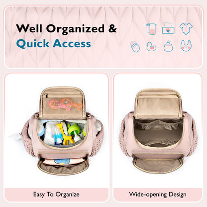 mommore Diaper Bag Small Diaper Backpack Stylish Baby Backpacks Travel Mini Maternity Bags with Insulated Pockets, Changing Pad, Stroller Straps