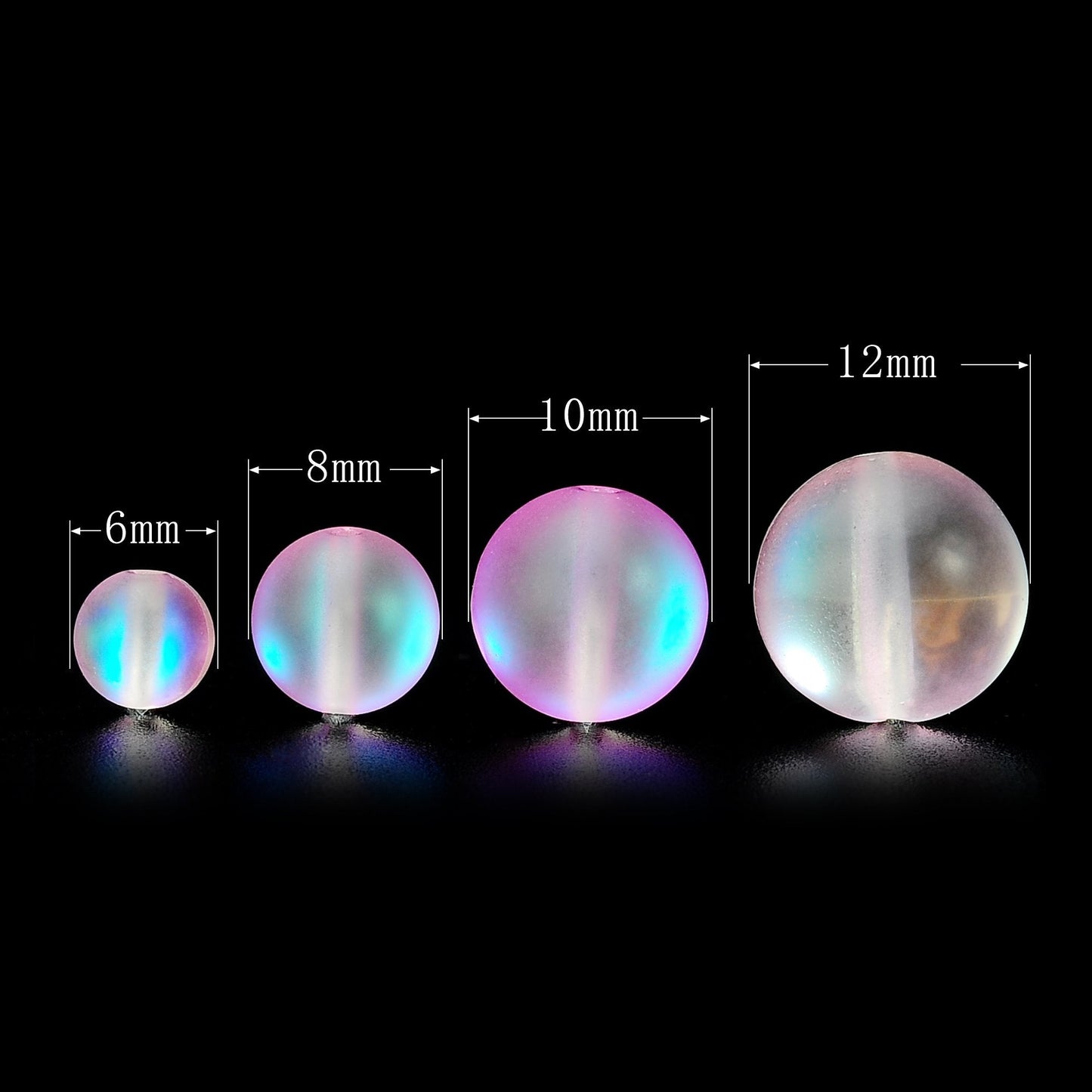 RUBYCA 6mm Round Moonstone Matte Crystal Glass Beads Aura for Jewelry Making Pink, 1 Strand
