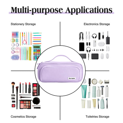Ralnitote Large Pencil Case for Girls and Boys, Aesthetic Pencil Case Organizer with Handle, Cute Pencil Pouch for School & Office Supplies-Purple