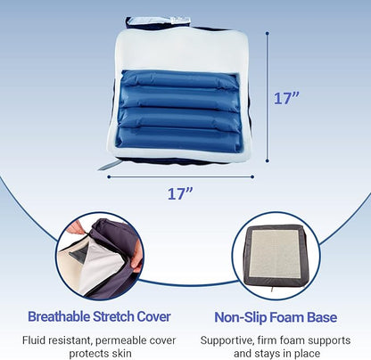 M PAIN MANAGEMENT TECHNOLOGIES Alternating Pressure Wheelchair Cushion by MobiCushion - Pneumatic Air Pillow - Relief for Pressure Sores - Blue