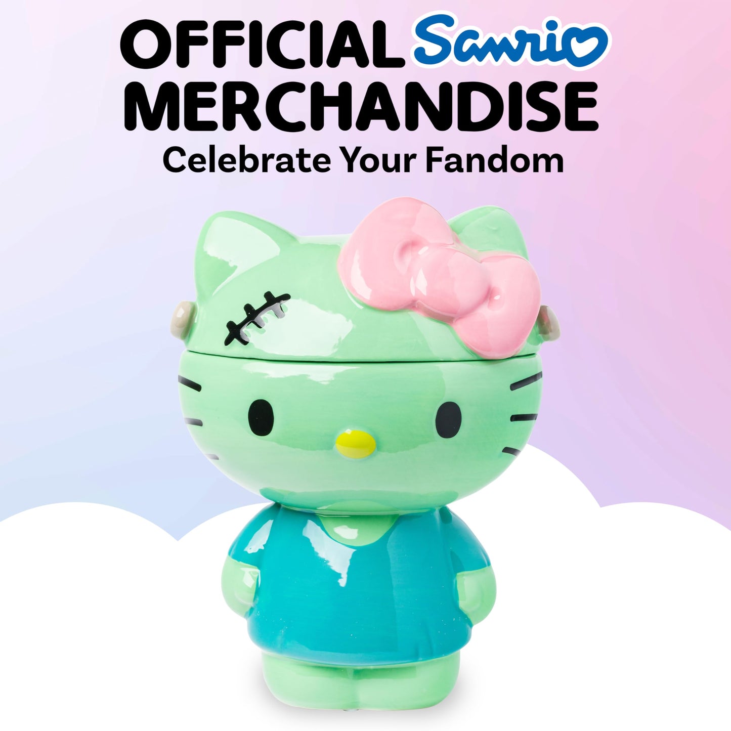 Silver Buffalo Sanrio Hello Kitty Frankenstein Sculpted Ceramic Cookie Jar, 7” x 5.75” x 9.75”