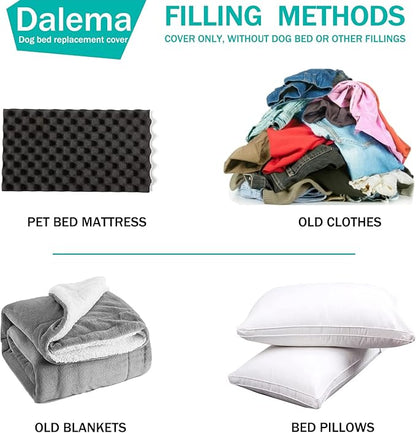 Dog Bed Cover,Waterproof Tough Plastic DIY Pet Bed Cover,Non Stick Hair Easy to Clean Rectangular Fillable Dog Bed Covers with Zipper(Black,44" L x 32" W x 4" Th,Cover Only)