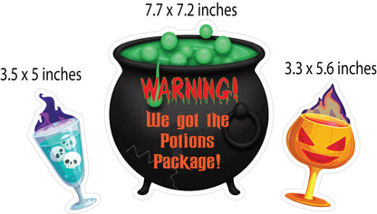 Witches Cauldron Halloween Drink Bundle Cruise Ship Door Decoration, Fun Party Decor - Decorative Magnetic Favors for Fridge, Locker, Whiteboard