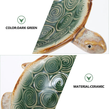 PACKOVE Ceramic Turtle Jewelry Plate Tray Organizer 6.69X5.11X1.57In for Rings Earrings Necklaces Bracelets Decorative Trinket Dish Desktop Storage