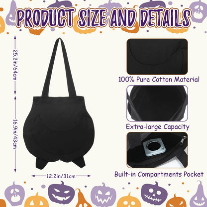 HunnmingRe Halloween Trick or Treat Tote Bag Cotton Reusable Cauldron Candy Bag Bolsitas Para Dulces De Cute Cauldron Bucket and Basket for Trick or Treat Gift Halloween Party Favor