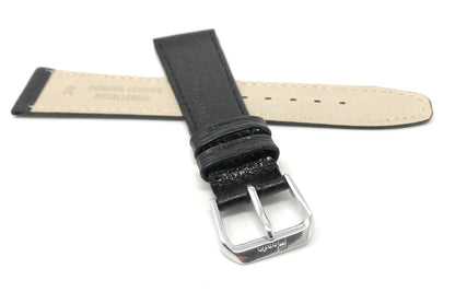 Bandini 10mm Womens Italian Leather Watch Band Strap - Black - Lizard Pattern - Slim