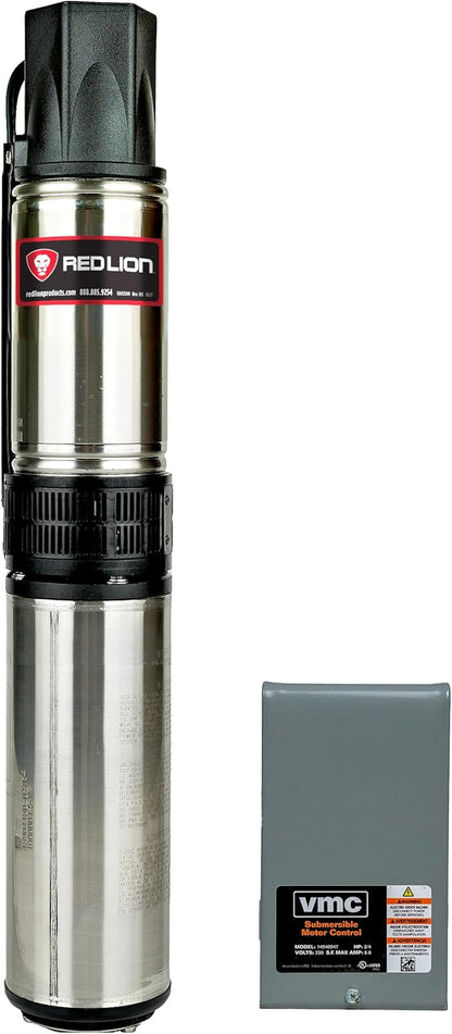 Red Lion RL12G07-3W2V 4-inch Submersible Deep Well Pump with Control Box, 3/4 HP, 12 GPM, 3-Wire, 230 Volt, Steel, 14942406