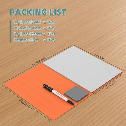 Portable Small White Board,Reusable Dry Erase Board with Stand,Desktop Whiteboard for Office Meeting Bussiness Home 9" x 6" with Marker, Wipe Cloth (Orange)