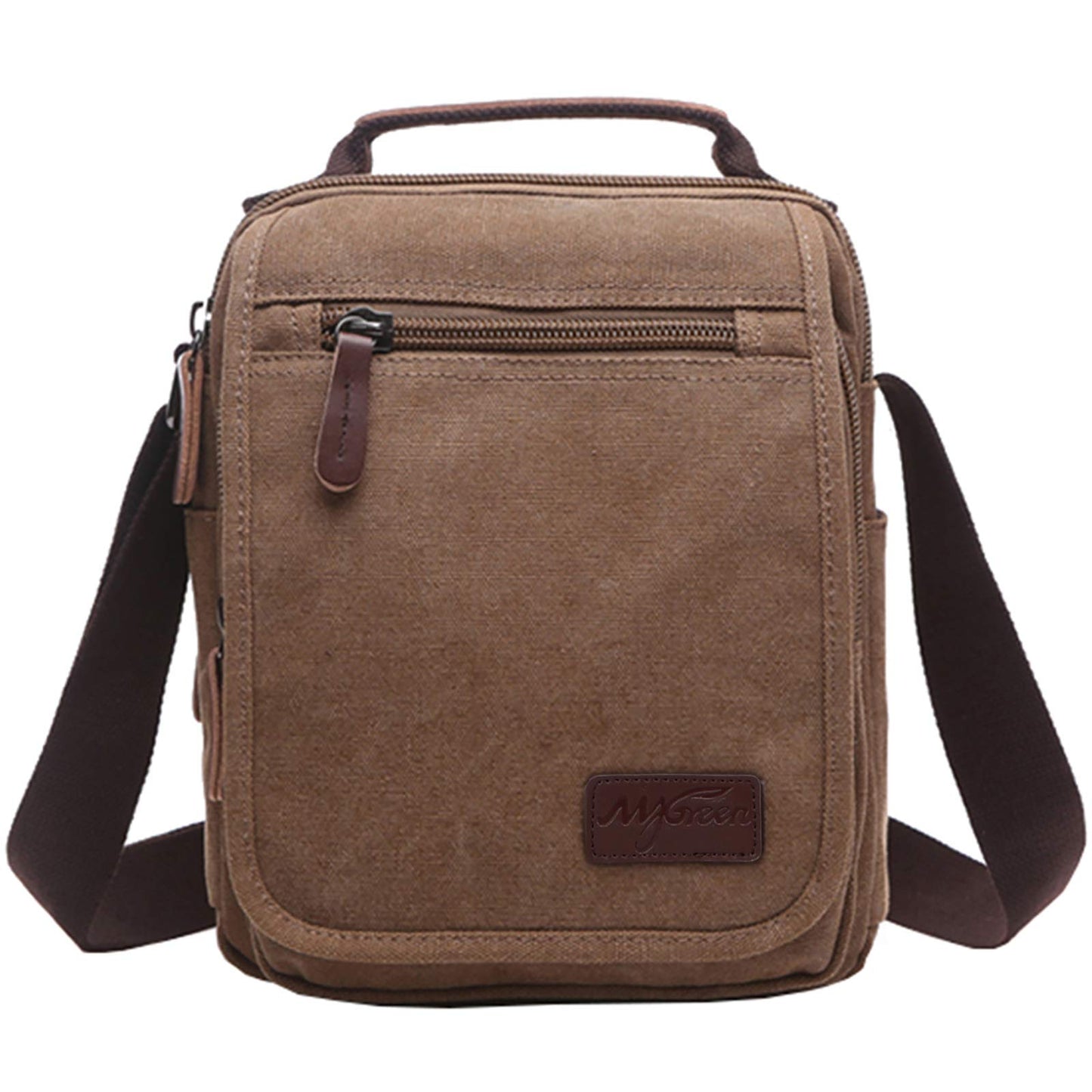 mygreen Men's Multifunctional Canvas Shoulder Bag Handbag Multi-Pockets Business Messenger Bags Outdoor Sports Over Shoulder Crossbody Side Bag