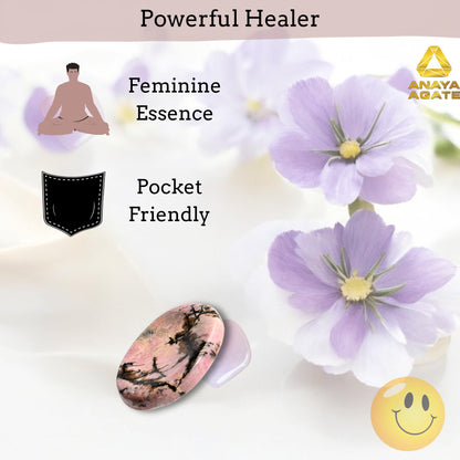 Anaya Agate Rhodonite Worry Stones Certified Crystal Thumb Worry Stone for Anguish, Relaxing and Soothing Balance Stones for Meditation, Stress Relief Crystals and Healing Stones for Men, Women