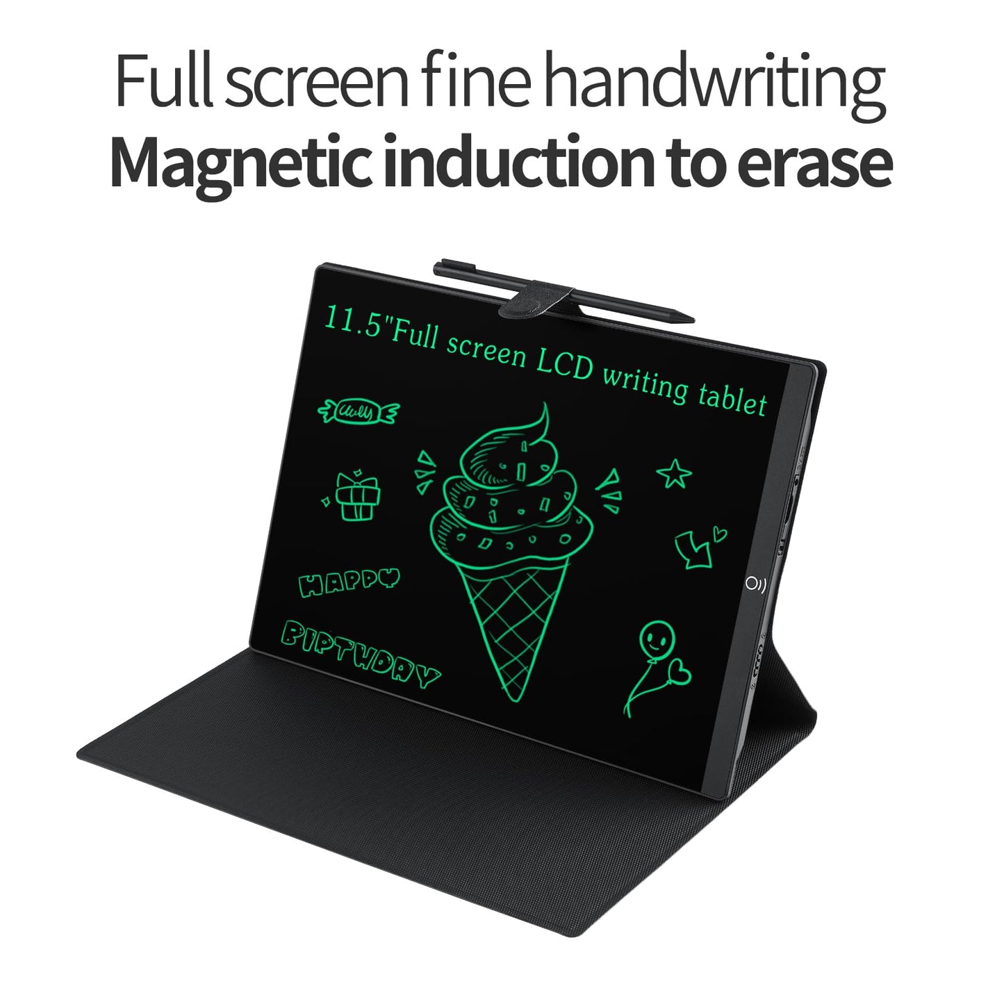 LCD Writing Tablet 11.5 Inch with Case, Bezel-Free Large Screen Graphics Drawing Tablet, Ultra-Slim 0.2in Reusable Digital Notepad for Adults, Electronic Writing Pad for Office Meeting Classroom Home