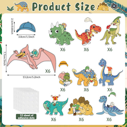 60pcs Dinosaur Theme DIY Cutouts Dinosaur Bulletin Board Decoration Set Cute Dino Jungle Paper Cut-Outs Classroom Decor for Boy Girl Classroom DIY Photo Craft Kindergarten School Wall Door Supplies