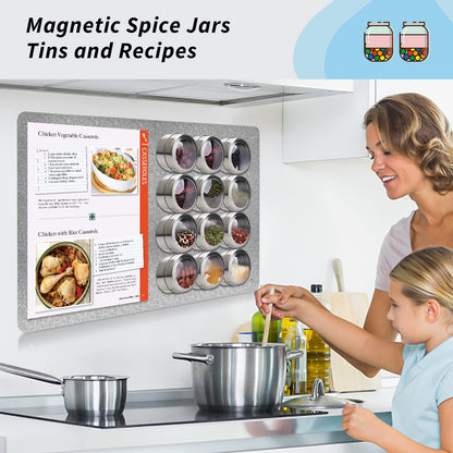Magnetic Board,17.1" x 11.8" Magnet Display,for Magnets and Bulletin Board,Suitable for Wall, Refrigerator, Compartment, Cabinet etc,Comes with Dual Lock Tape for Easy Hanging (silver1