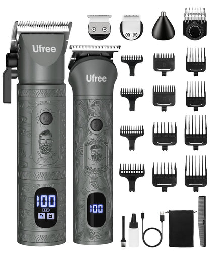 Ufree Beard Trimmer for Men Professional with Hair Clippers, Barber Clippers and Trimmers Set, Electric Razor Shavers for Men, Cordless Mens Grooming Kit for Nose, Ear, Face, Hair, Gifts