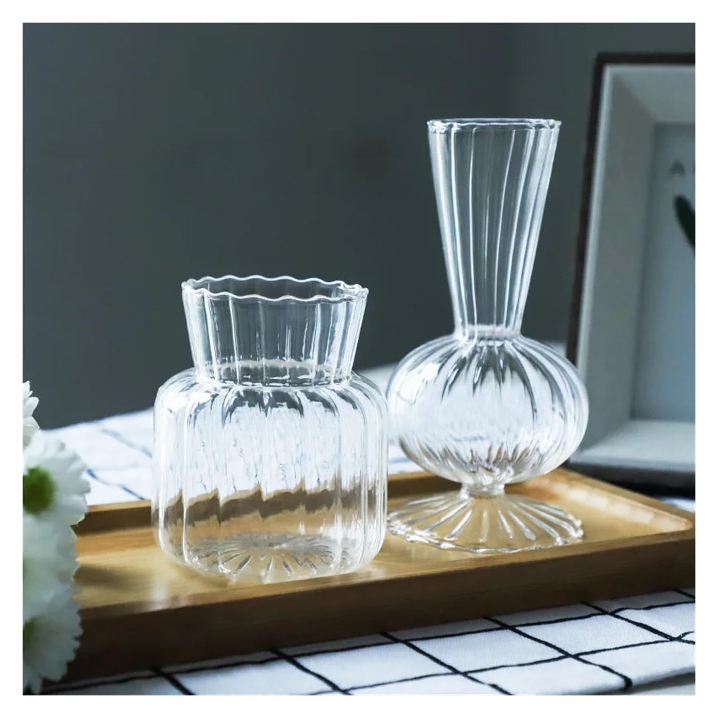 Transparent Hydroponic Vases Container Bottle Plant Arrangement Glass Table Creative Terrarium Flower Pot(4.8X15X7.2CM)