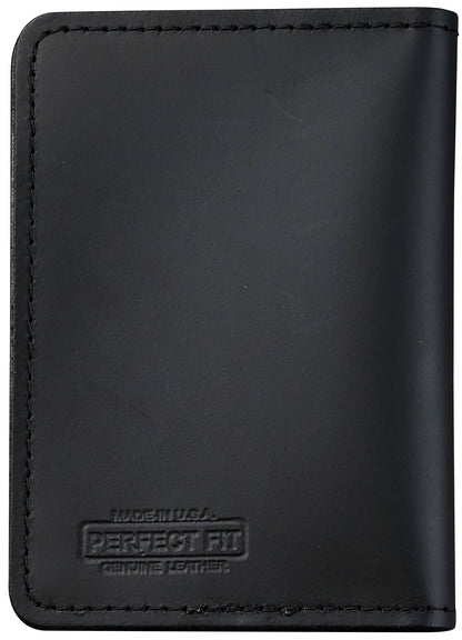 Perfect Fit Shield Wallets 2 ID Leather License Holder Bifold Double I.D. Credit Card Gun Permit Standard Card Size Slim Wallet (Black)