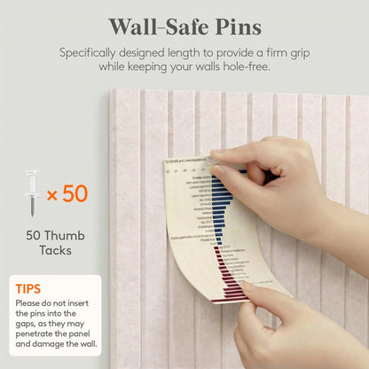 Lifewit Felt Slatted Bulletin Board, 12 Pack Self-Adhesive Panel, 48"x 36" Total Size, Cork Board Alternative, Pin Message Board with 30 Pushpins for Room and Office Decor, Home, Dorm, Oatmeal