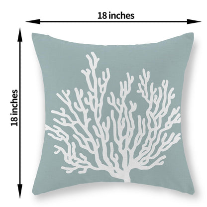 GOLIANDA Coastal Pillow Covers 18x18 Inch Set of 2 Blue Coral Starfish Throw Pillows Nautical Ocean Decorations Summer Linen Beach Pillowcase Outdoor Decor Farmhouse Cushion Case for Home Living Room