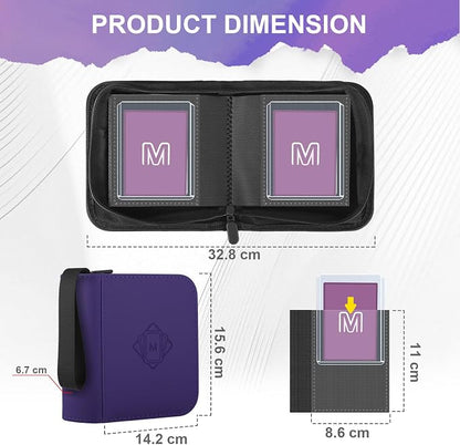 1 Pocket Toploader Binder Holds 40 Cards with 20 Sleeves Collectible Trading Card Album, for 3x4 Toploaders Hard Cases for TCG, MTG, Sports, Baseball, Football, Small Sports Card Book (1Purple)