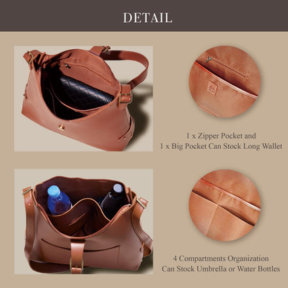 SUNLIGHT LEAVES Vintage Vegan Leather Tote Bag For Women (Red)