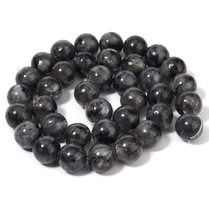45pcs 8mm Natural Stone Beads Black Larvikite Beads Energy Crystal Healing Power Gemstone for Jewelry Making, DIY Bracelet Necklace